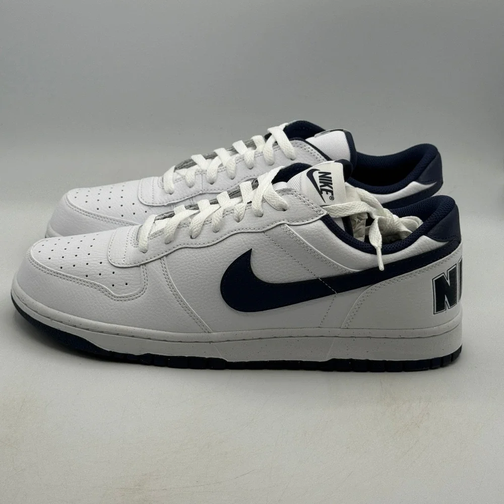 Nike Big Nike Low Shoes Mens Size 13 White Midnight Navy Basketball 355152-140